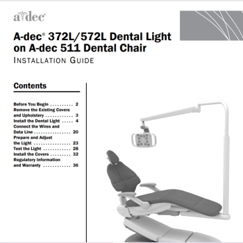 A-dec 372L-572L Dental Light on A-dec 511 Dental Chair